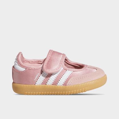 Girls' Toddler adidas Originals Samba Jane Casual Shoes - Wonder Mauve/Footwear White - Left shoe facing left. Outside of the shoe.