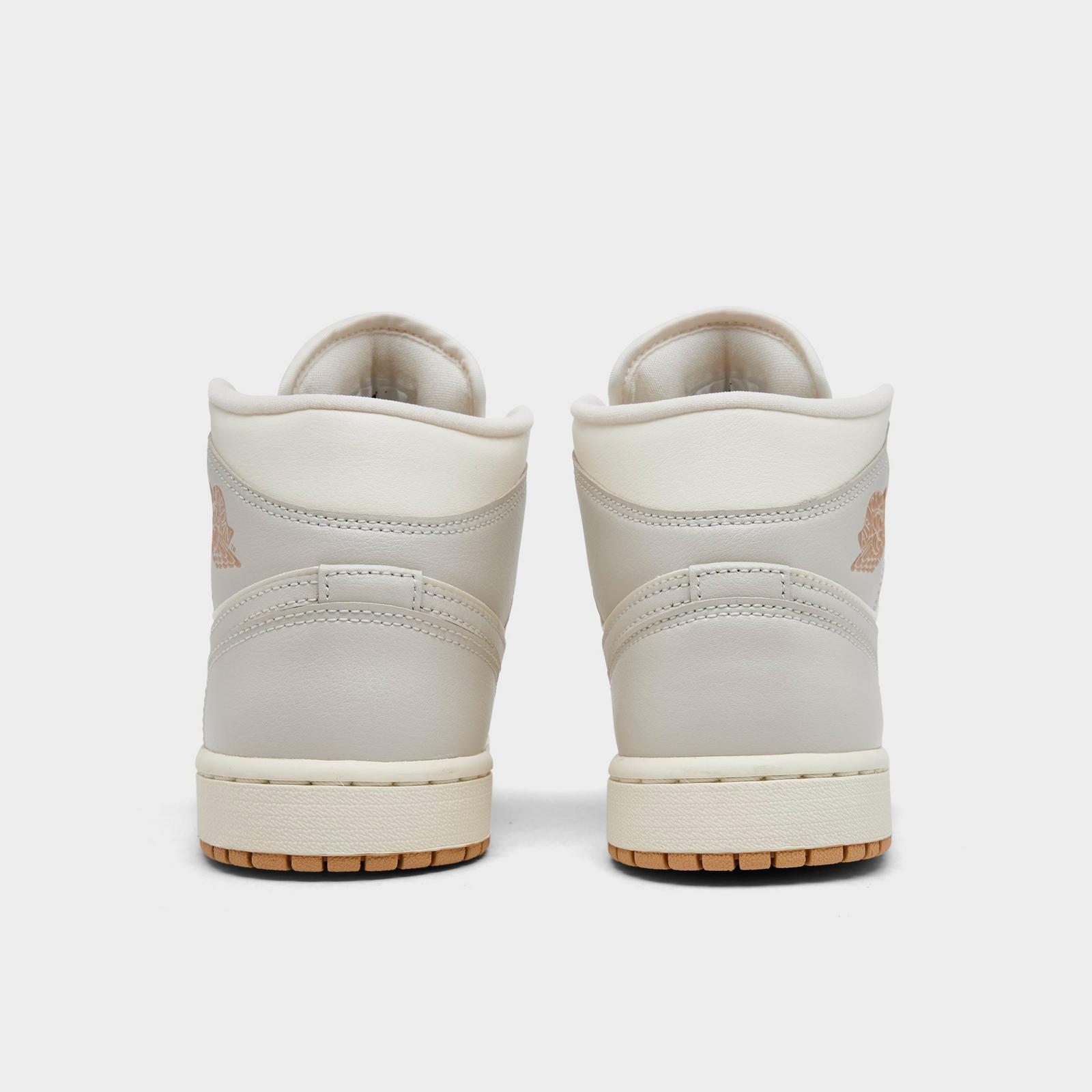 Women's Air Jordan Retro 1 Mid Casual Shoes - Pale Ivory/Hemp/Sail/Light Orewood Brown - view 4
