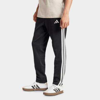 Men's adidas Essentials 3-Stripes Open Hem Fleece Pants - Black/White