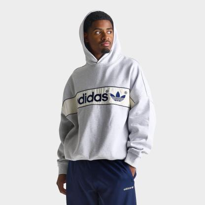 Men's adidas Originals adiSignature NY Fleece Pullover Hoodie - Light Grey Heather