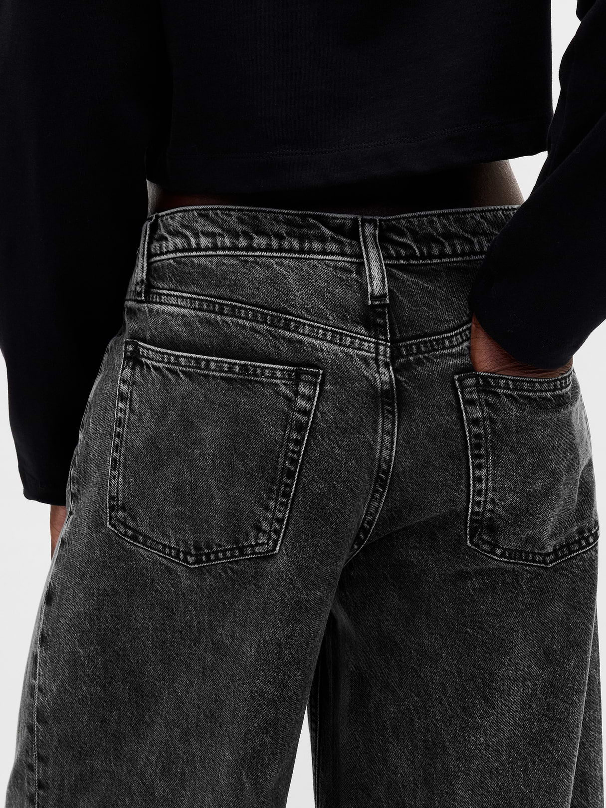 Mid Rise UltraSoft Baggy Jeans - Black hawk