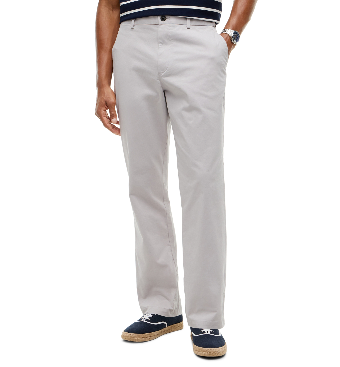 Tommy Hilfiger Men's Regular-Straight Fit Stretch Chino Pants - October Gray