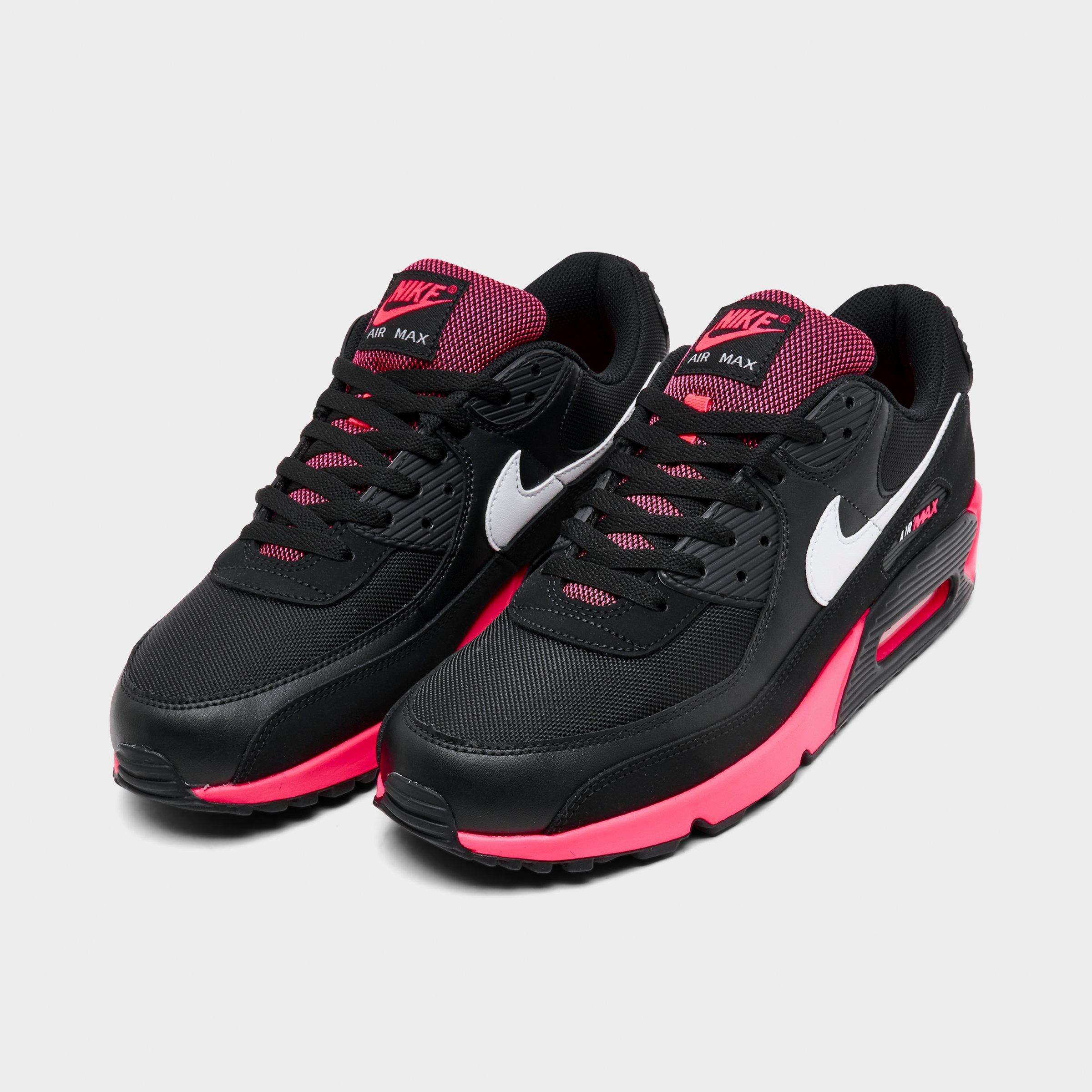 Men's Nithtke Air Max 90 Casual Shoes - Part 1 - Black/Racer Pink/White - Both shoes facing left