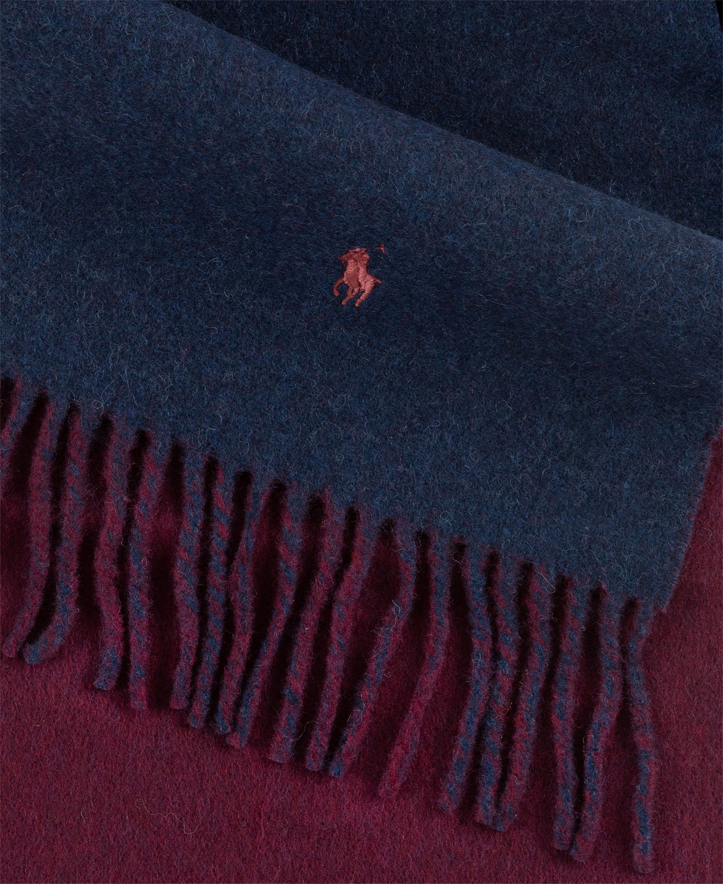 Polo Ralph Lauren Men's Classic Wool Blend Reversible Scarf - Newport Navy/Harvard Wine