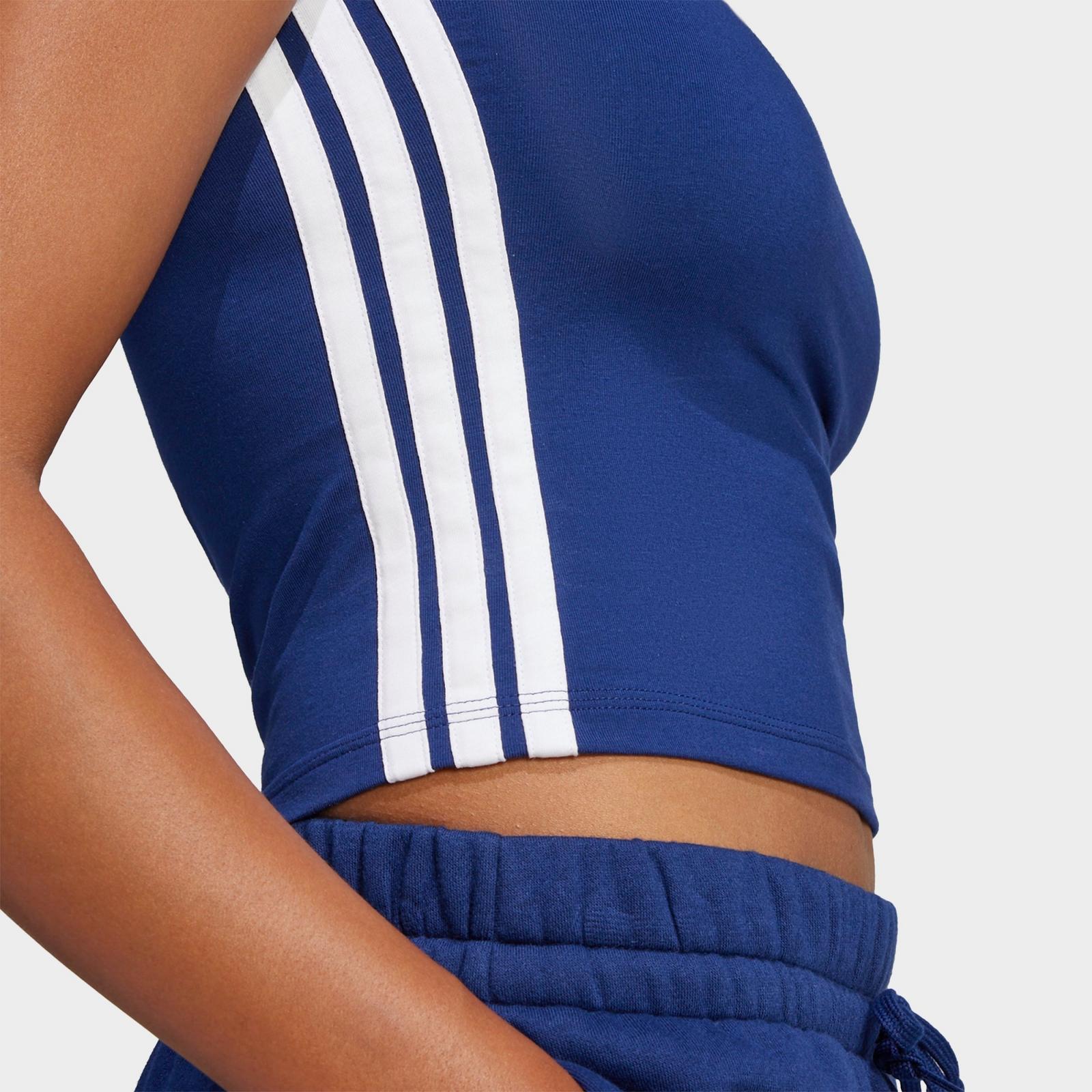 Women's adidas Essentials 3-Stripes Slim Baby T-Shirt - Dark Blue/White - view 4