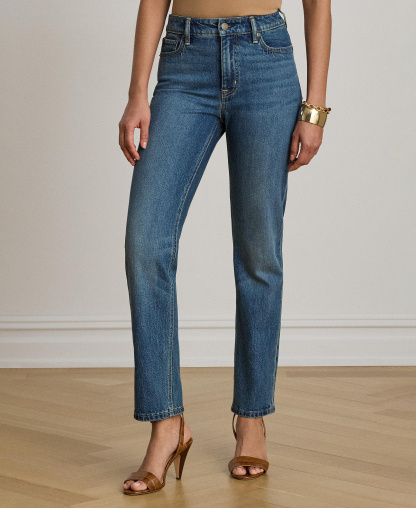 Lauren Ralph Lauren Women's High-Rise Slim-Fit Straight Jeans - Haze Wash
