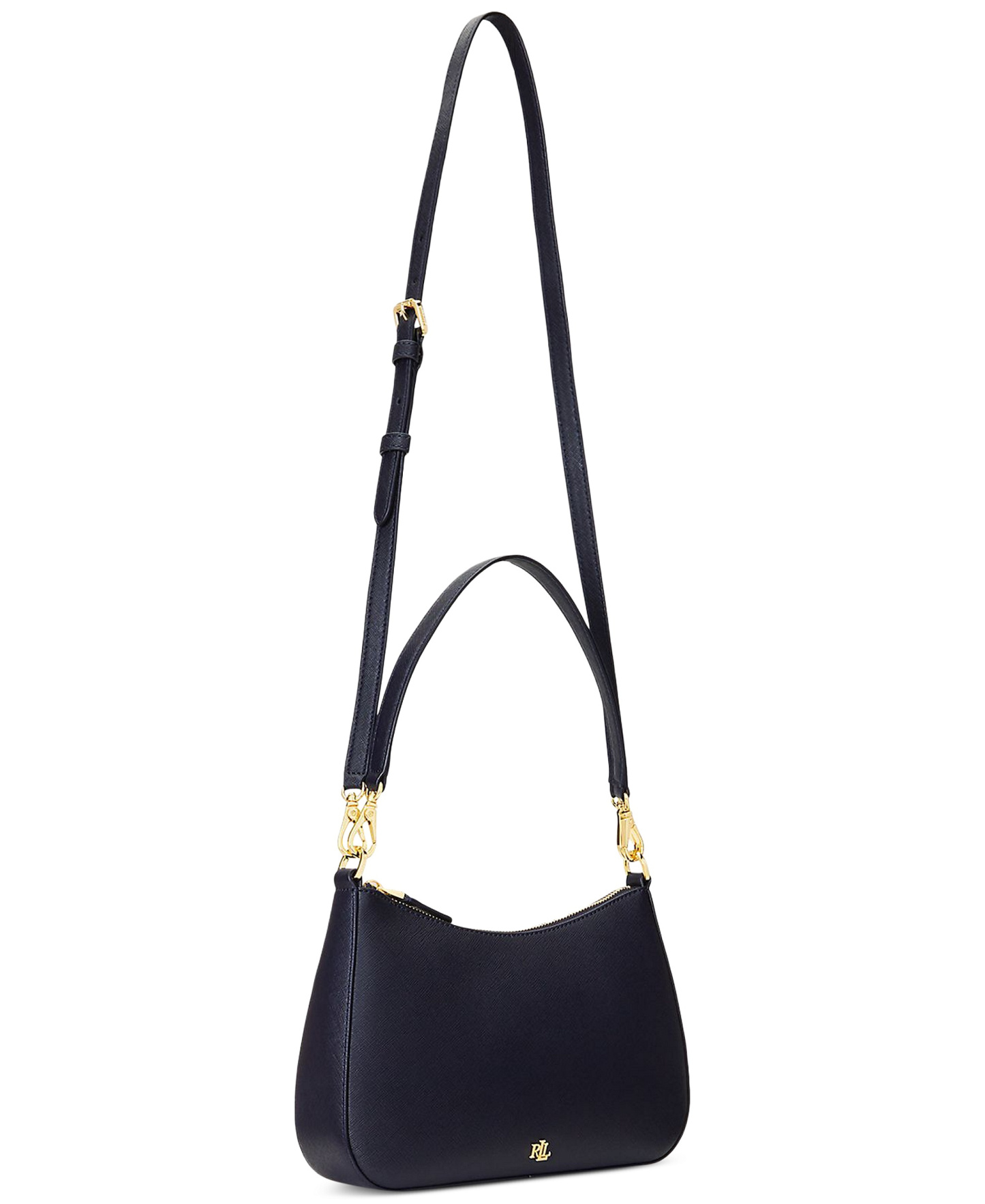 Lauren Ralph Lauren Crosshatch Leather Danni Small Shoulder Handbag - Navy