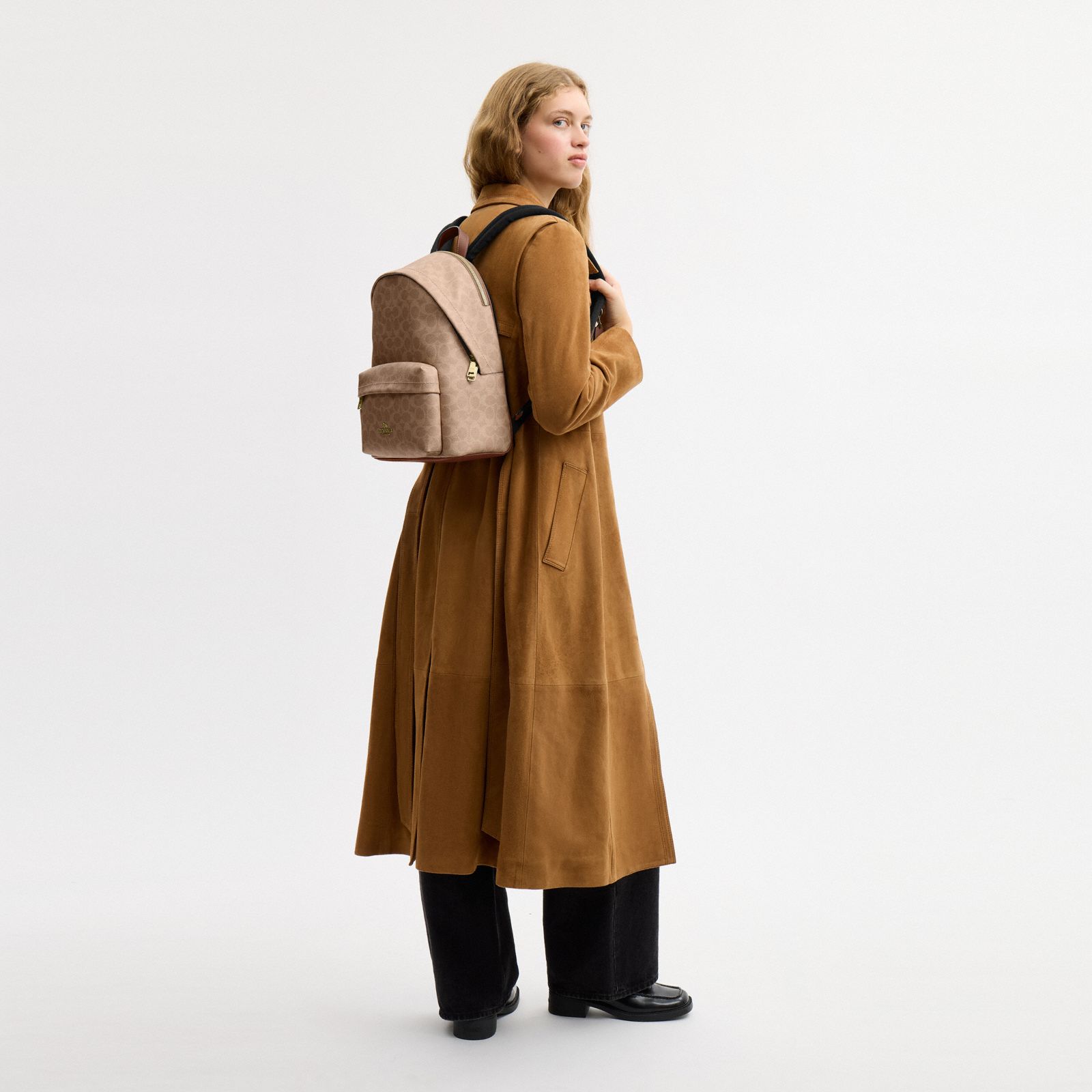 Taylor Small Backpack In Signature Canvas - Gold/Tan/Brown - view 2