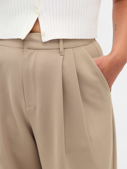 Curvy 365 High Rise Pleated Trousers - Beachwood brown