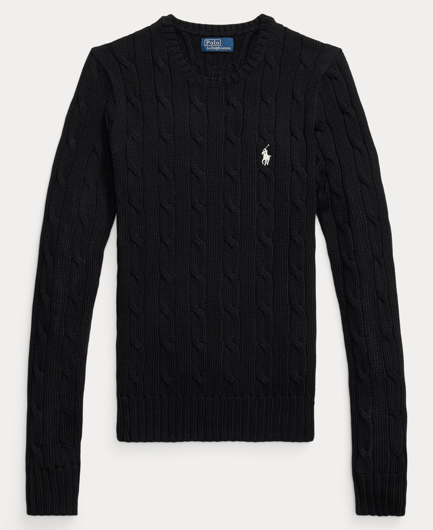 Polo Ralph Lauren Women's Cable-Knit Cotton Crewneck Sweater - Polo Black/White