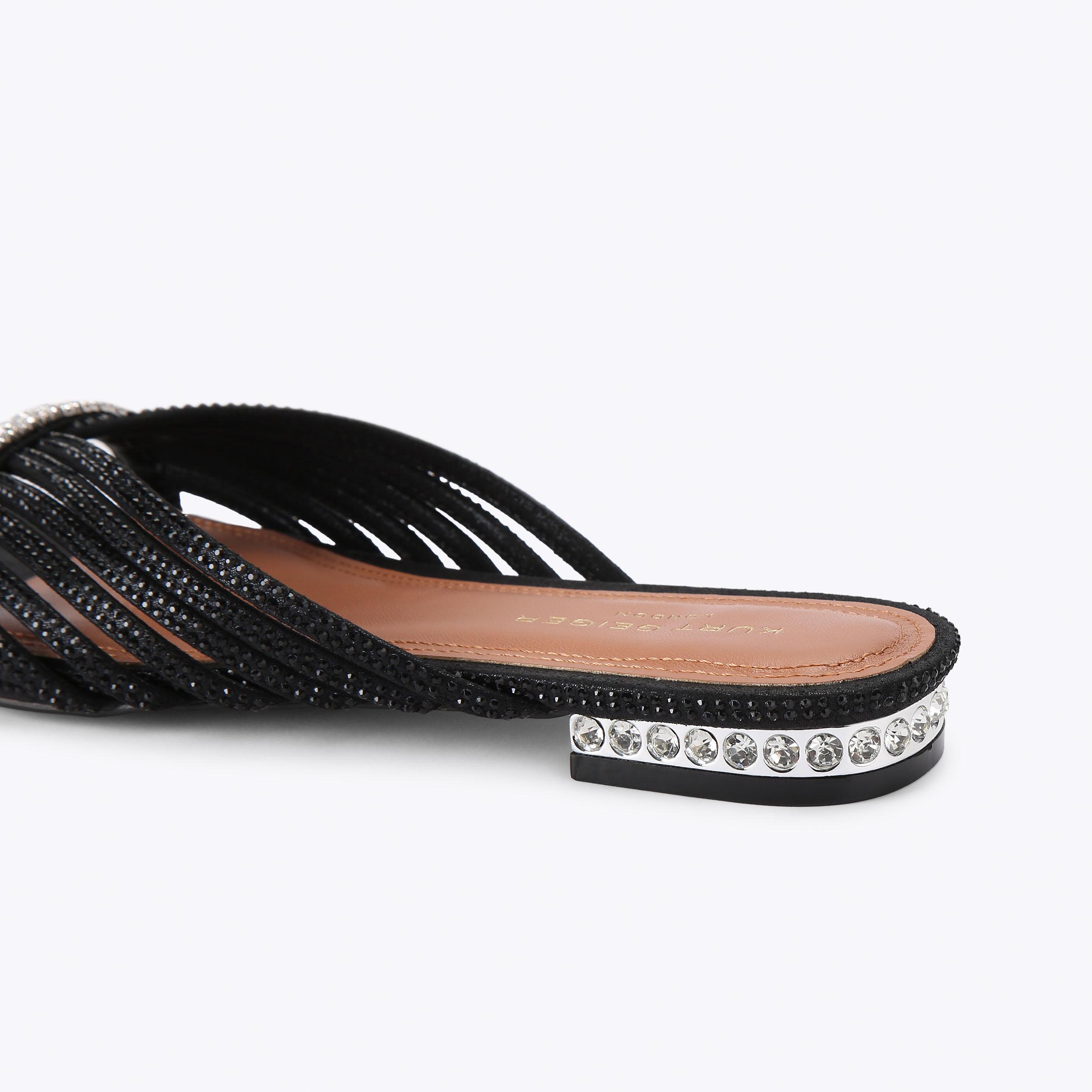 Kurt Geiger London Crystal Strap Flat Mule - Black - view 4