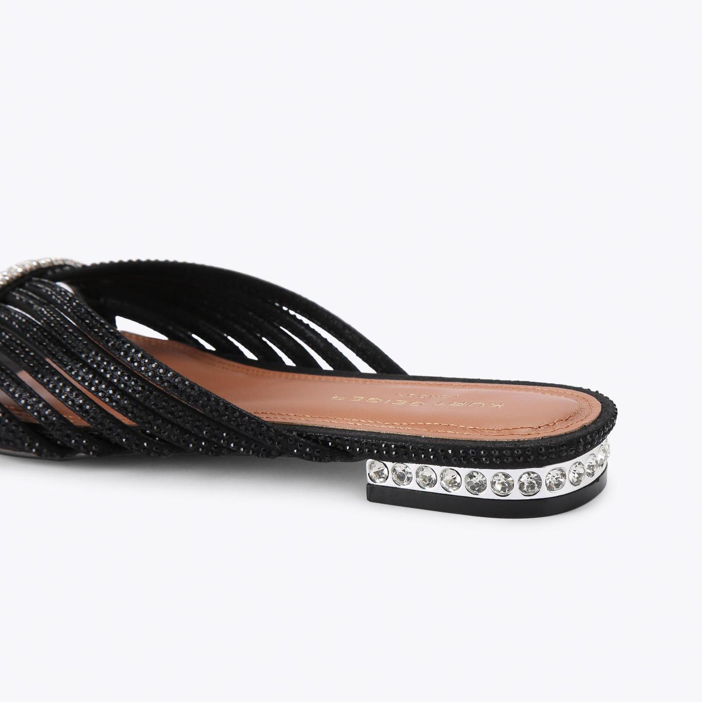 Kurt Geiger London Crystal Strap Flat Mule - Black - view 4