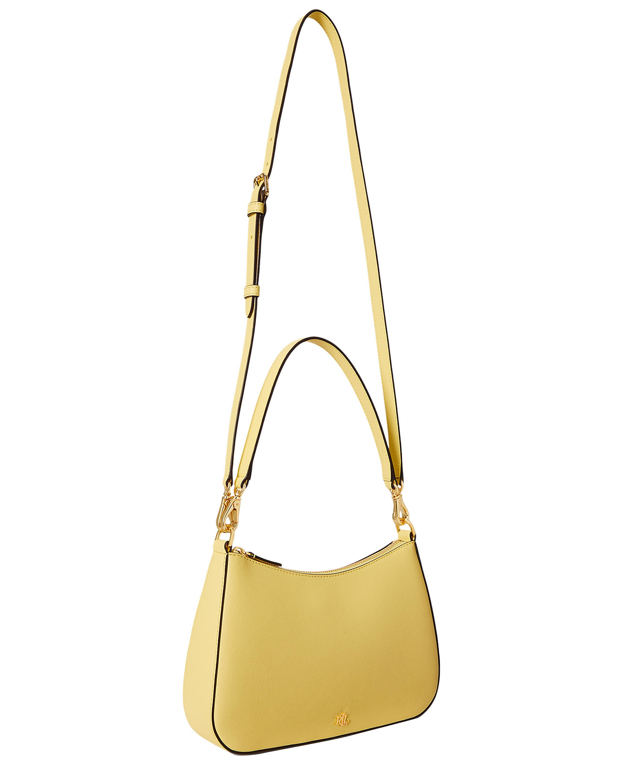Lauren Ralph Lauren Danni Crosshatch Small Leather Slim Shoulder Handbag - Yellow