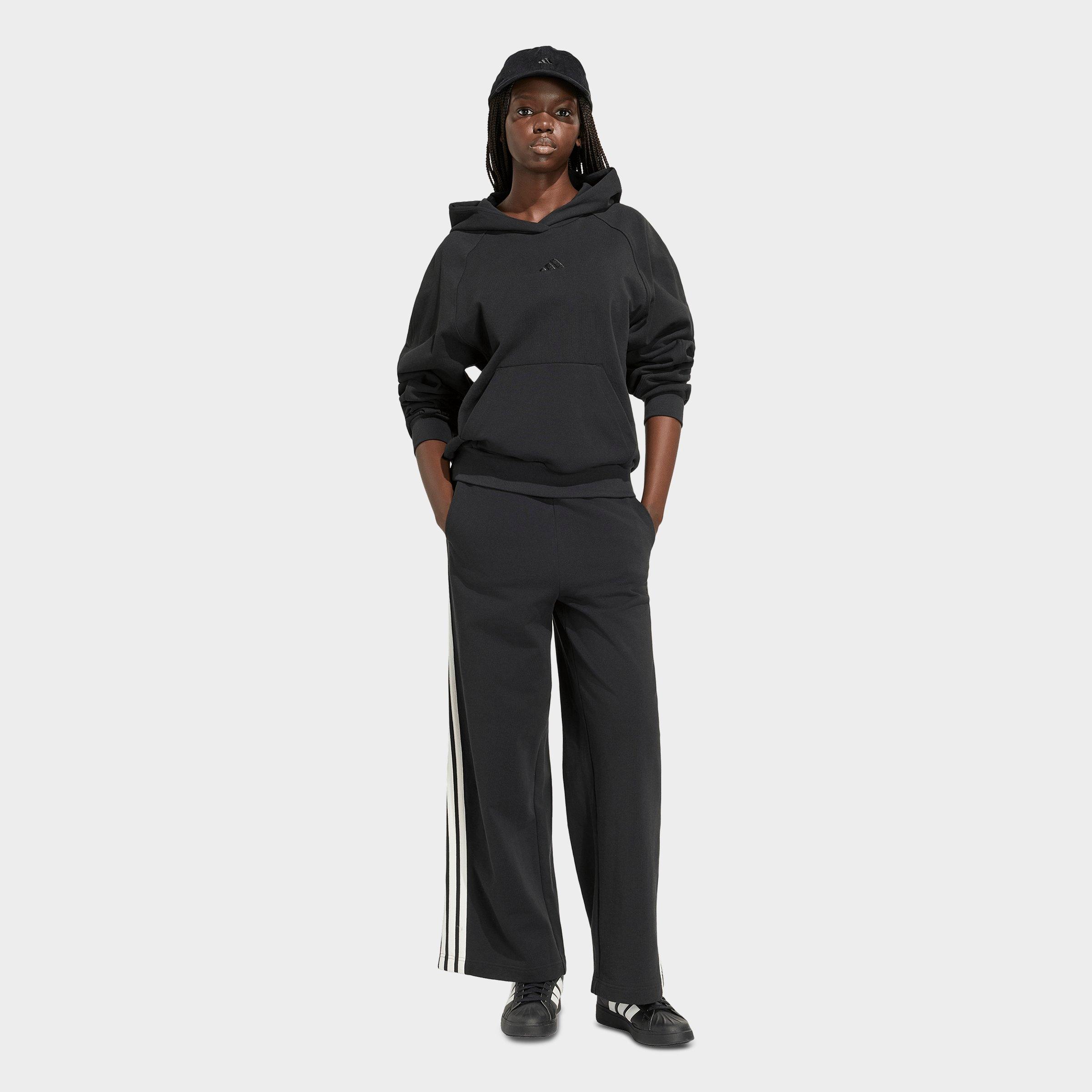Women's adidas Kit 3-Stripes Wide Pants - Black/Off White