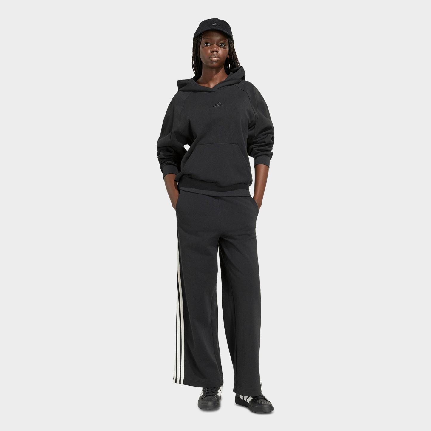 Women's adidas Kit 3-Stripes Wide Pants - Black/Off White