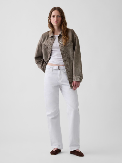 Mid Rise Straight Taper Jeans - Winter white