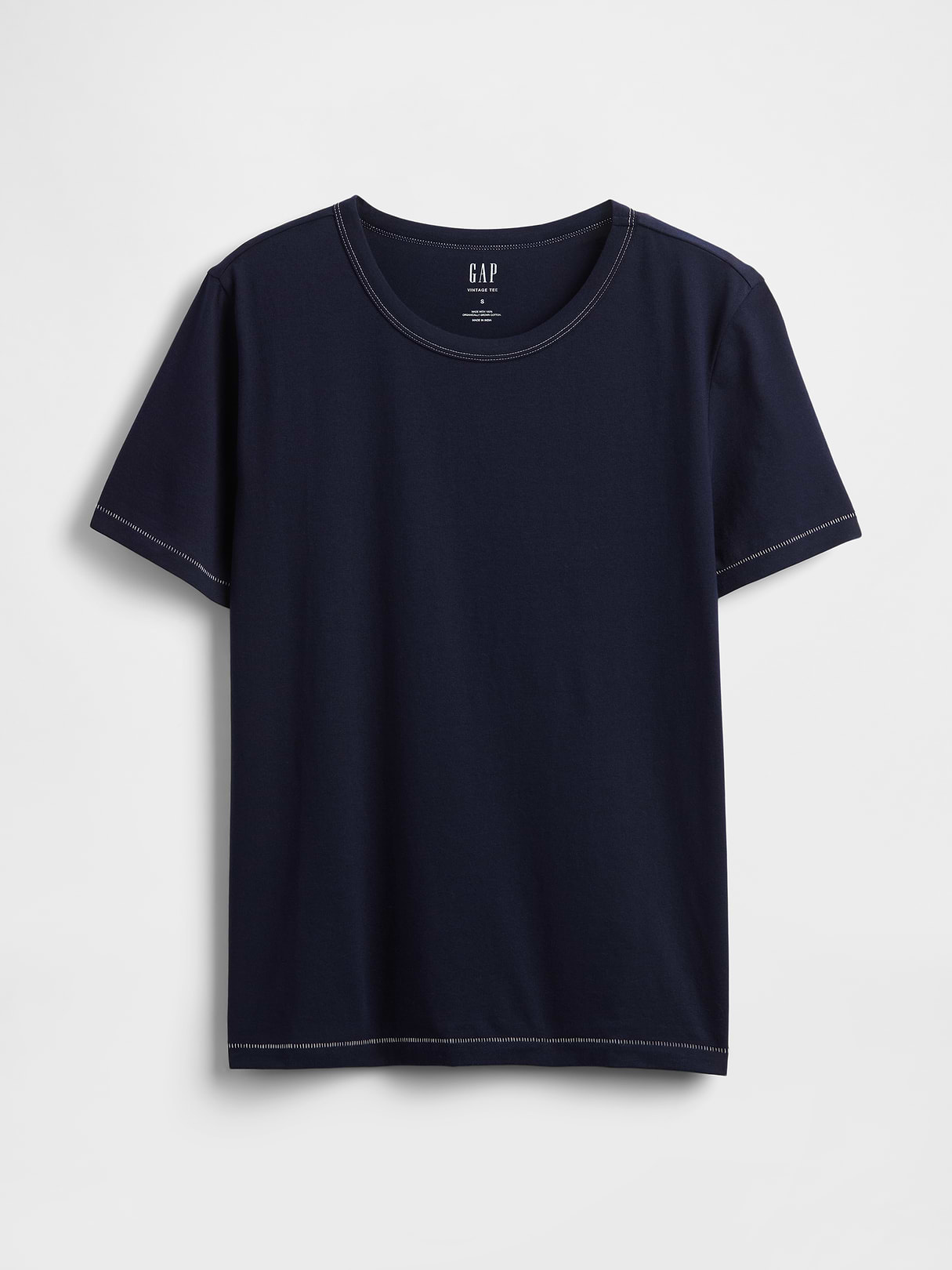Organic Cotton VintageSoft T-Shirt - Navy blue with white trim