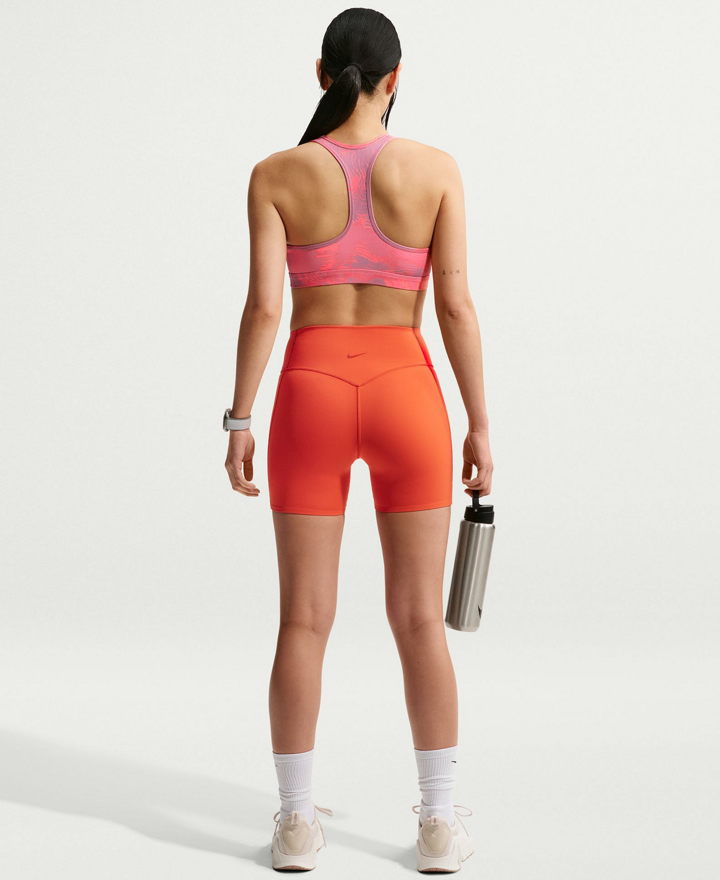Nike Women's Swoosh Medium Support Padded Sports Bra - Ember Glow/sea Coral/hot Lava/white