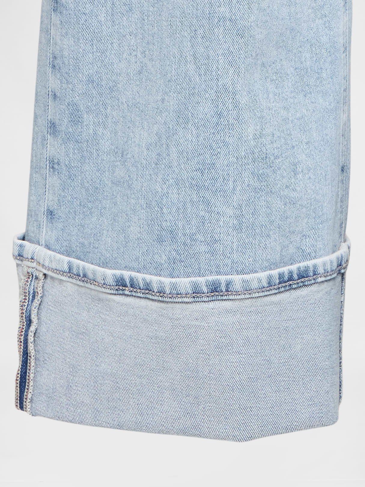 High Rise Stride Cuffed Wide-Leg Jeans - Washed light indigo