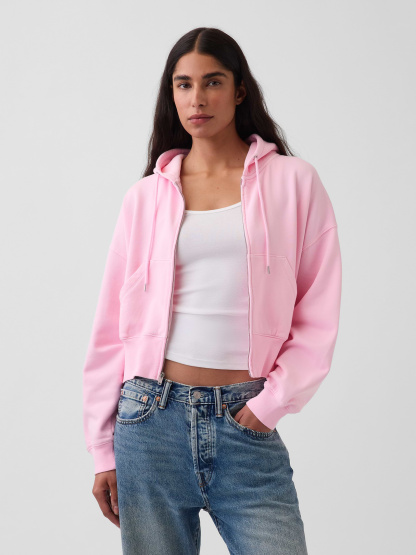 VintageSoft Wedge Zip Hoodie - Primrose pink