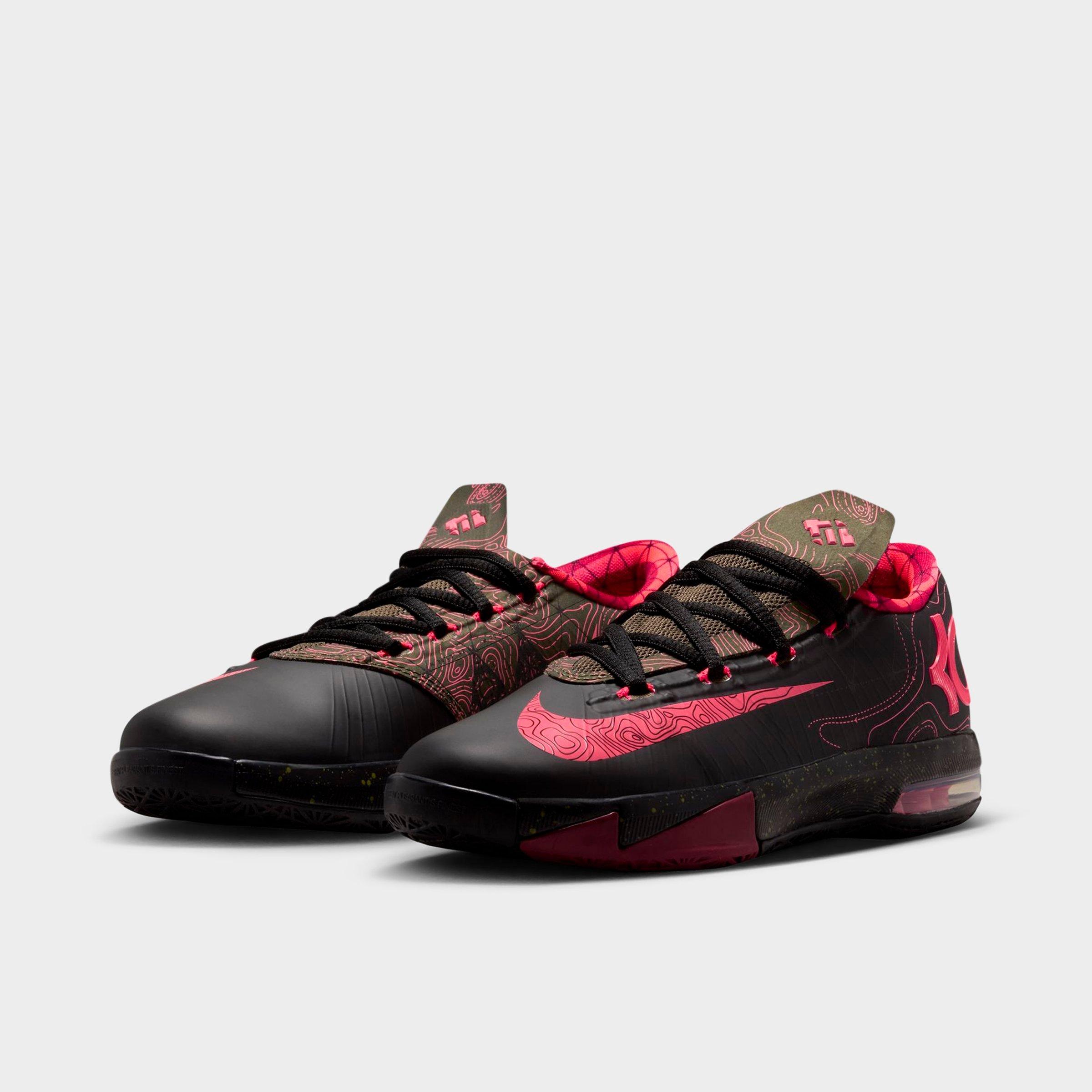 Big Kids' Nithtke KD 6 Basketball Shoes - Black/Atomic Red/Medium Olive/Noble Red - Both shoes facing left