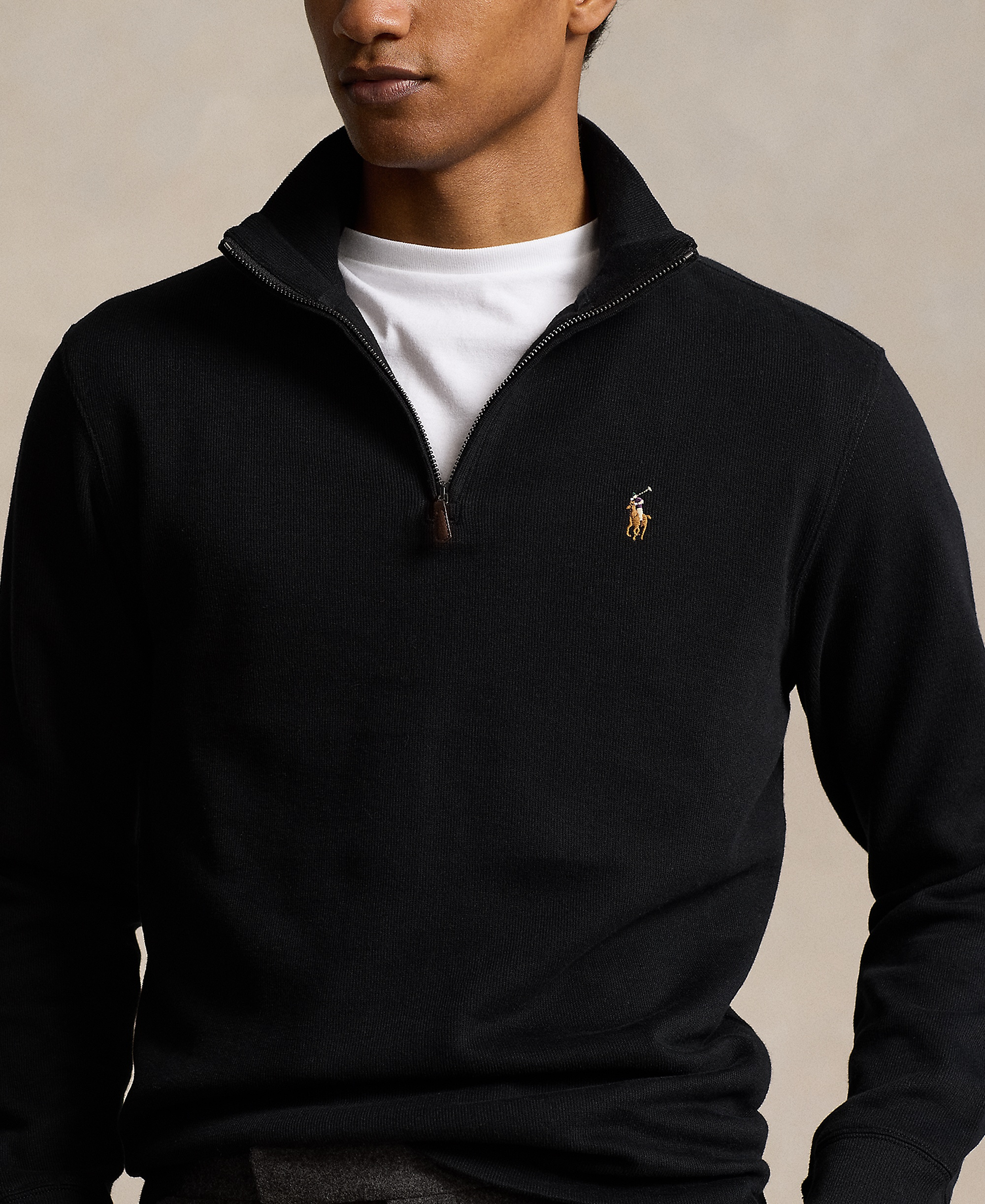 Polo Ralph Lauren Men's Estate-Rib Cotton Quarter-Zip Sweater - Polo Black