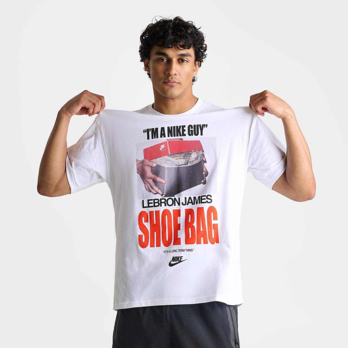 Men's Nithtke LeBron Shoe Bag Graphic Basketball T-Shirt - White