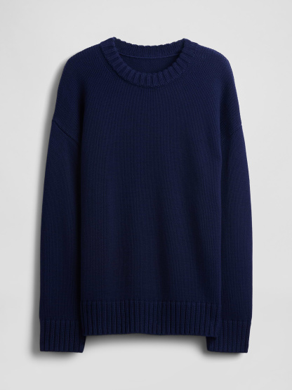 100% Cotton Oversized Sweater - Dark navy blue