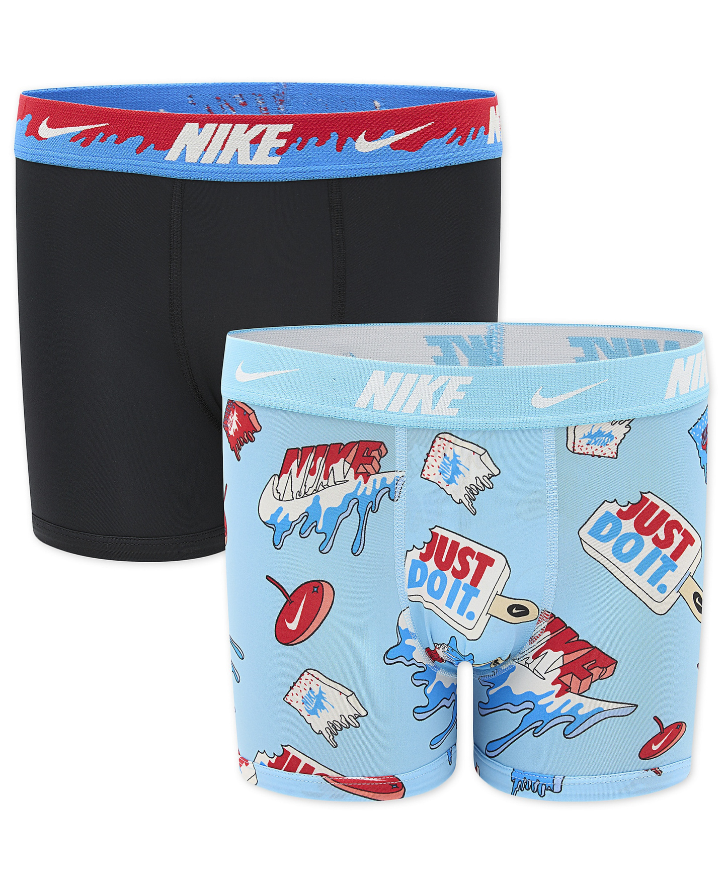 Nike Boys' 8-20 Printed Boxer Briefs, 2-Pack - Black/Blue