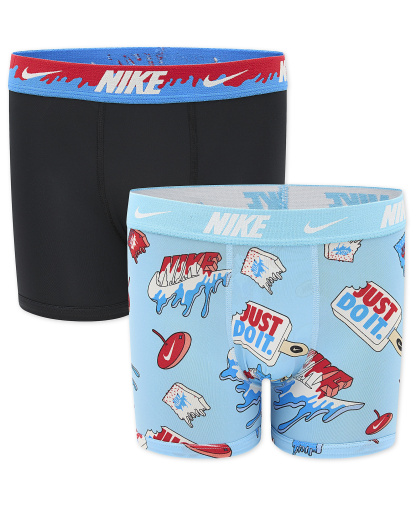 Nike Boys' 8-20 Printed Boxer Briefs, 2-Pack - Black/Blue