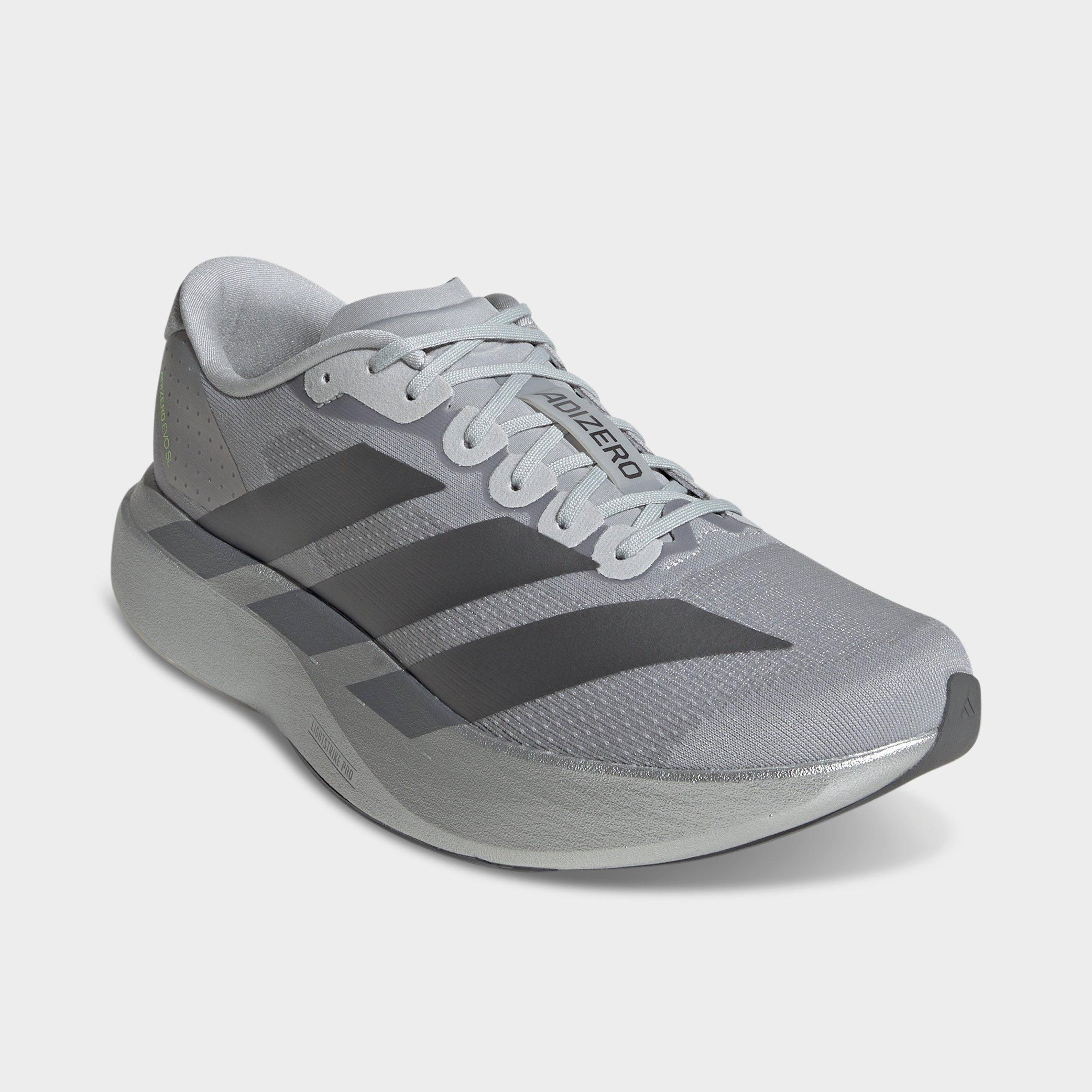 Men's adidas Adizero EVO SL Running Shoes - Part 1 - Silver Metallic/Iron Metallic/Halo Silver - Both shoes facing left