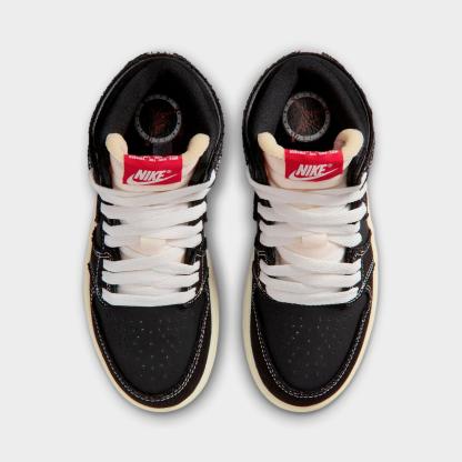 Little Kids' Air Jordan Retro 1 High OG Casual Shoes - Black/University Red/Sail/Gum Medium Brown - view 5