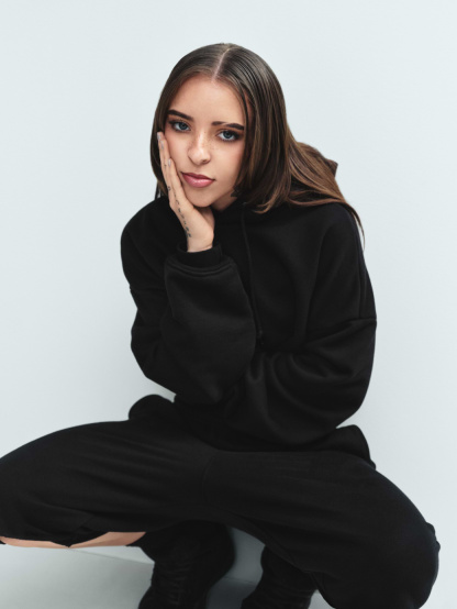 Adult Heavyweight Oversized Hoodie - True black
