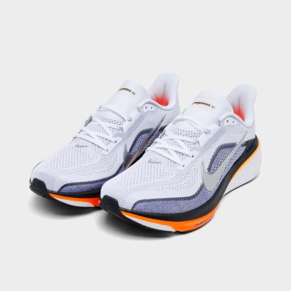 Men's Nithtke Pegasus 42 Running Shoes - Part 2 - White/Lapis/Total Orange/Metallic Silver - Both shoes facing left