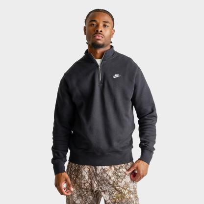 Men's Nike Sportswear Club Fleece Half-Zip Top - Black/Black/White