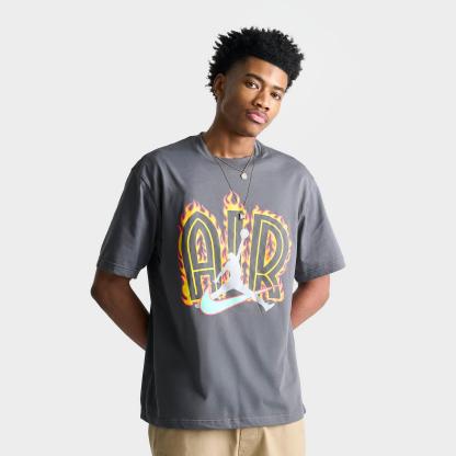 Men's Jordan Air Flame Graphic T-Shirt - Iron Grey - view 1