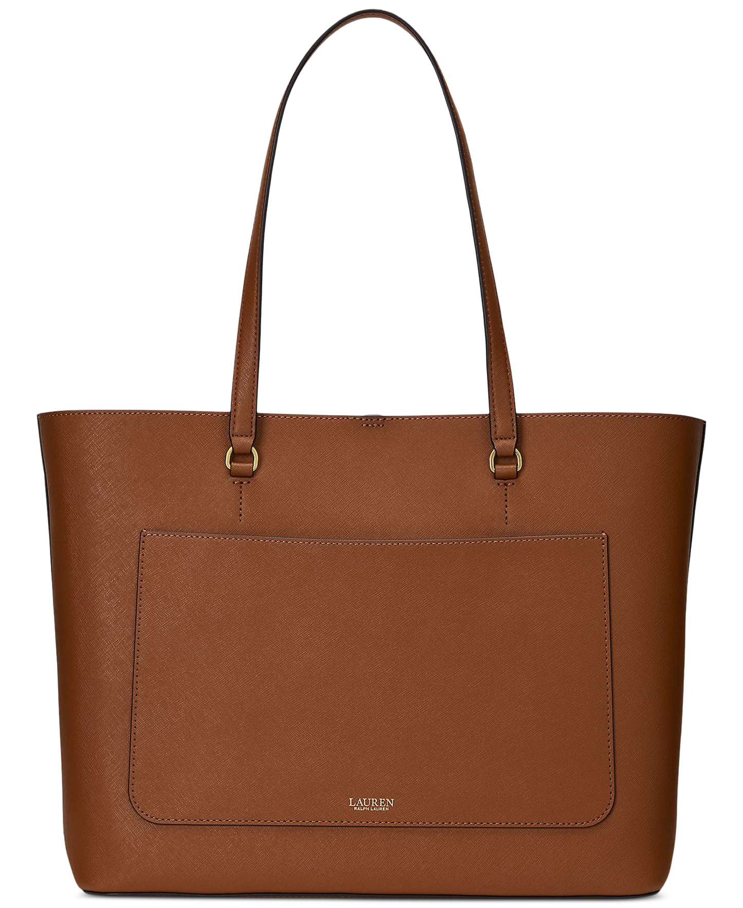 Lauren Ralph Lauren Karly Crosshatch Leather Large Tote - Lauren Tan