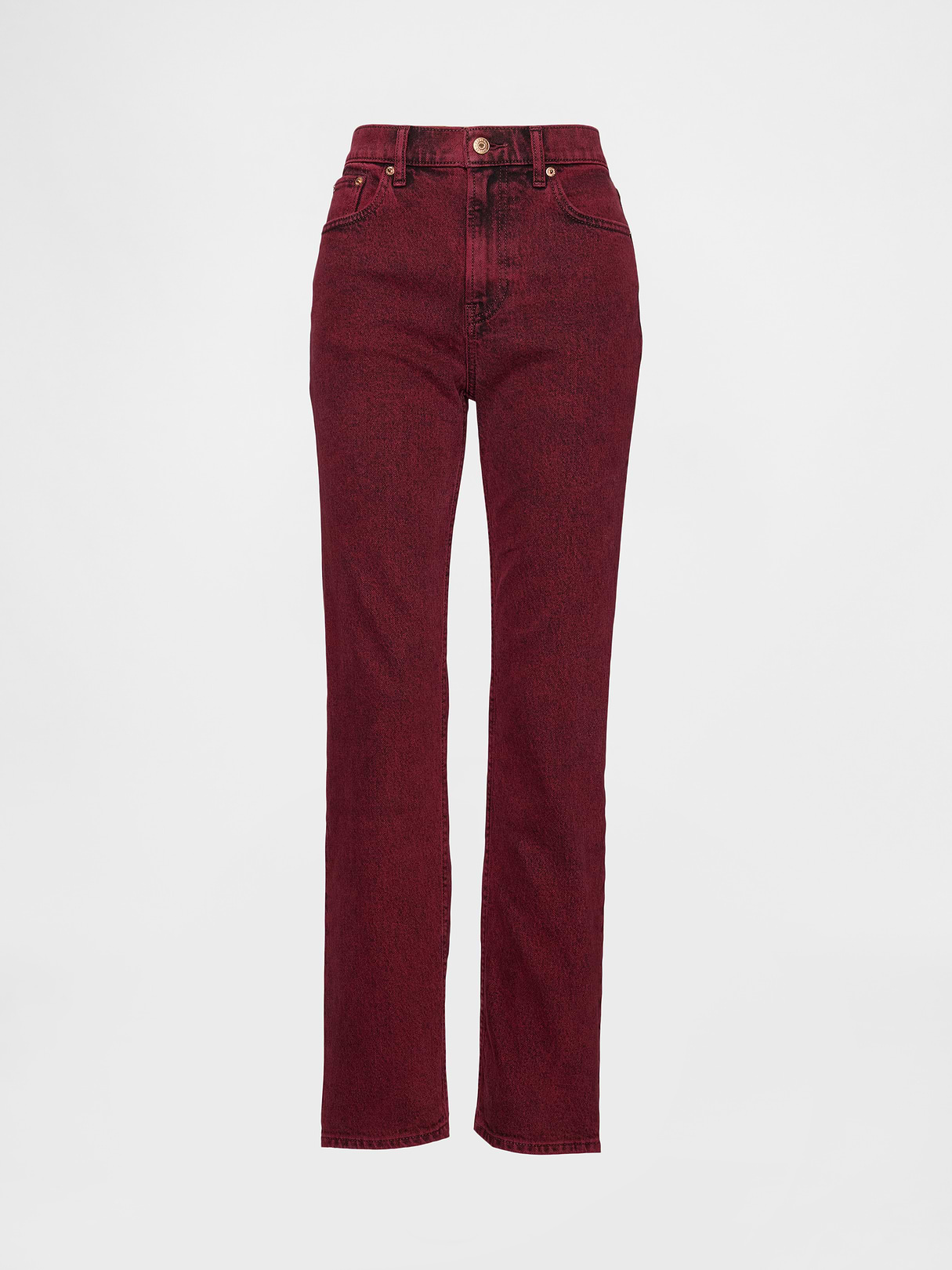 High Rise Belted '90s Slim Straight Jeans - Red delicious