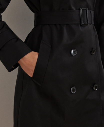 Lauren Ralph Lauren Petite Water-Resistant Double-Breasted Trench Coat, Created for Macy's - Black