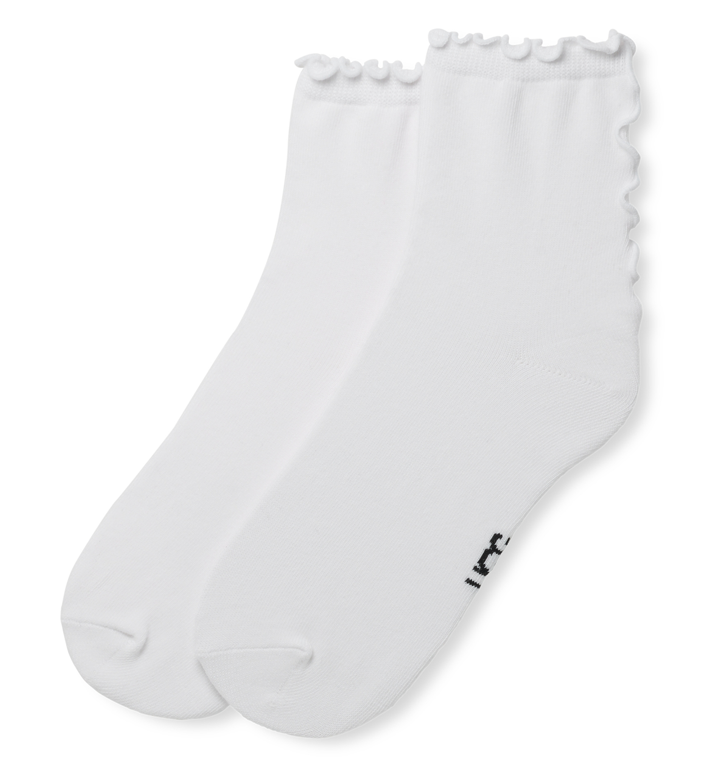 UGG Women's Karsyn Lettuce Edge Quarter Logo Socks - White Ruffle