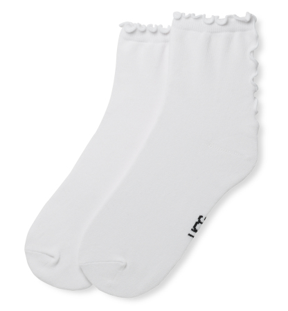 UGG Women's Karsyn Lettuce Edge Quarter Logo Socks - White Ruffle