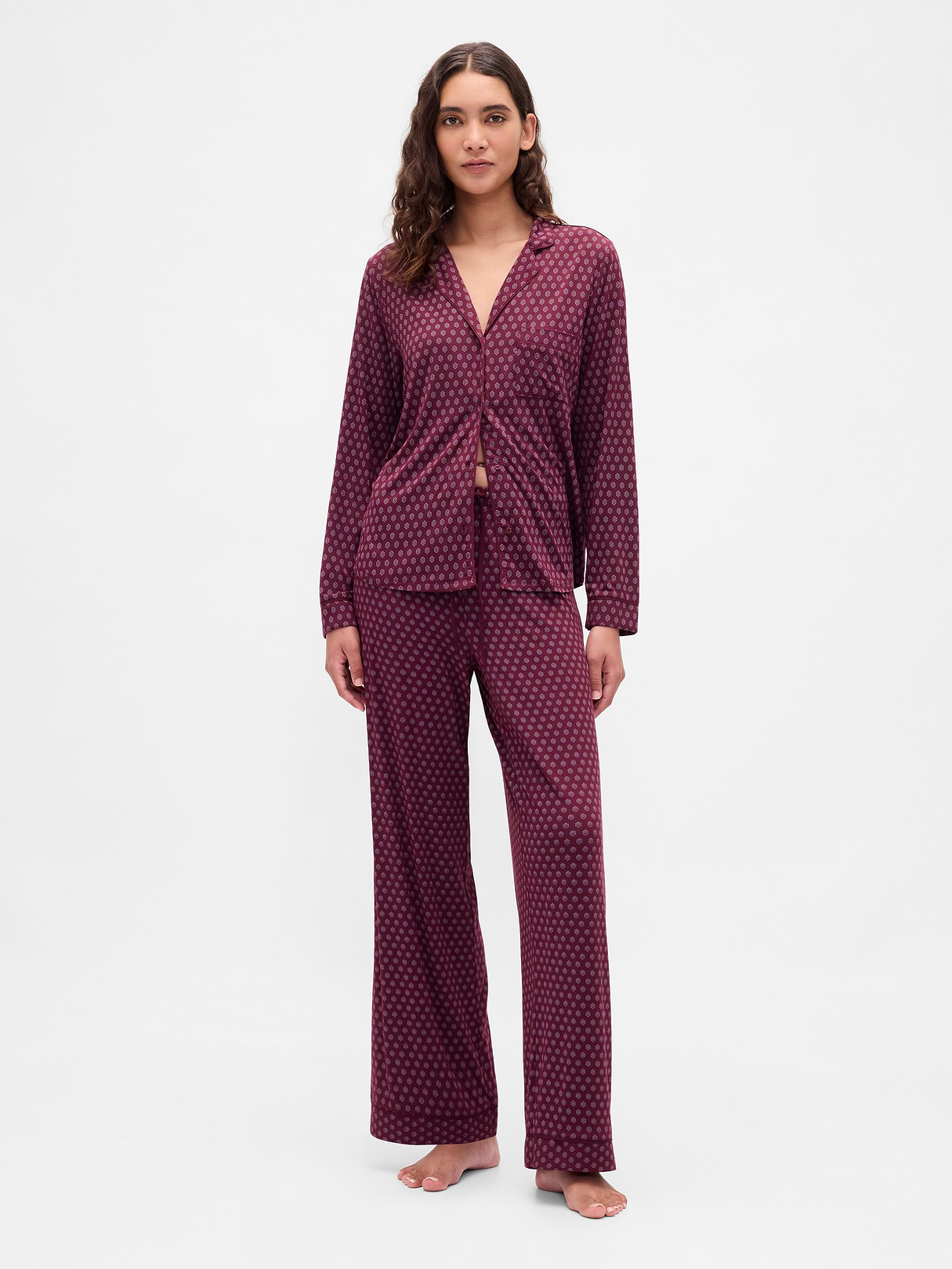 SoftMade Modal PJ Pants - Burgundy purple print