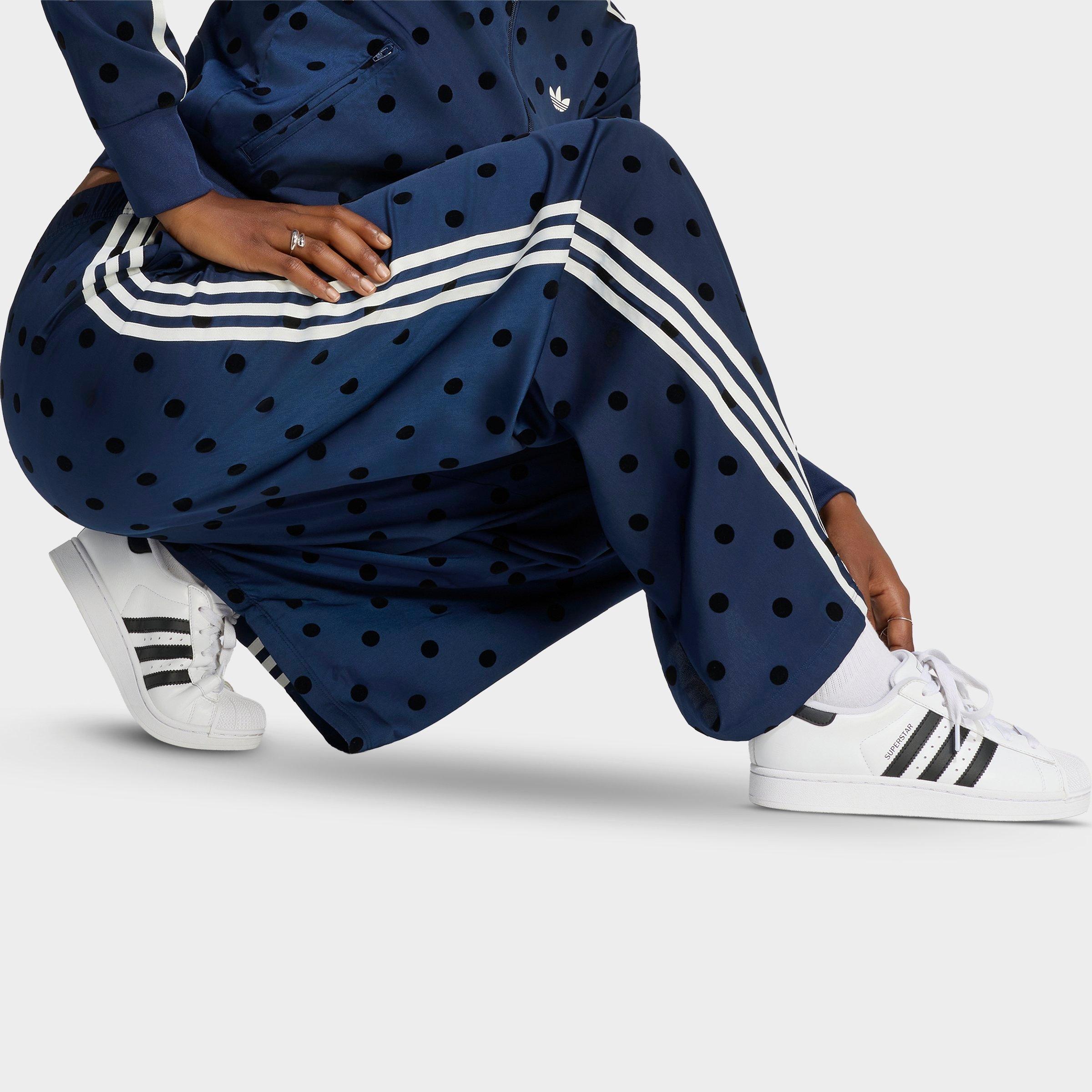 Women's adidas Originals Firebird Polka Dot Satin Wide-Leg Track Pants - Night Indigo