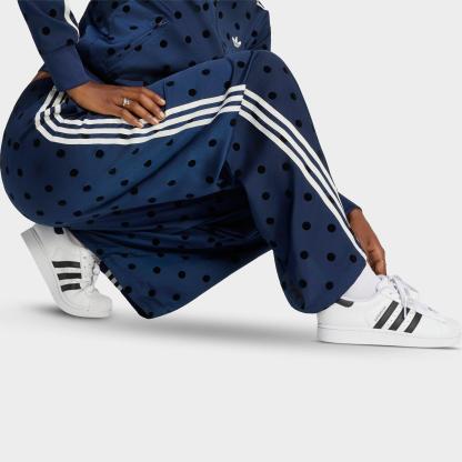 Women's adidas Originals Firebird Polka Dot Satin Wide-Leg Track Pants - Night Indigo