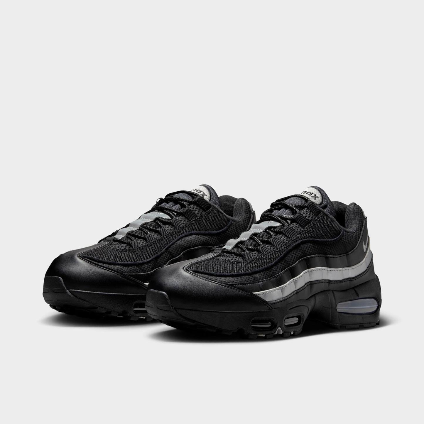 Men's Nike Air Max 95 Big Bubble Casual Shoes - Black/Black/White/Metallic Silver