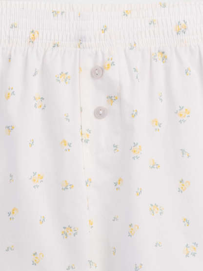 Poplin PJ Boxer Shorts - Yellow ditsy floral
