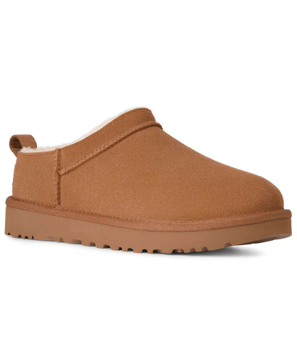 UGG® Women's Classic Micro Pull Tab Round Toe Booties - Chestnut