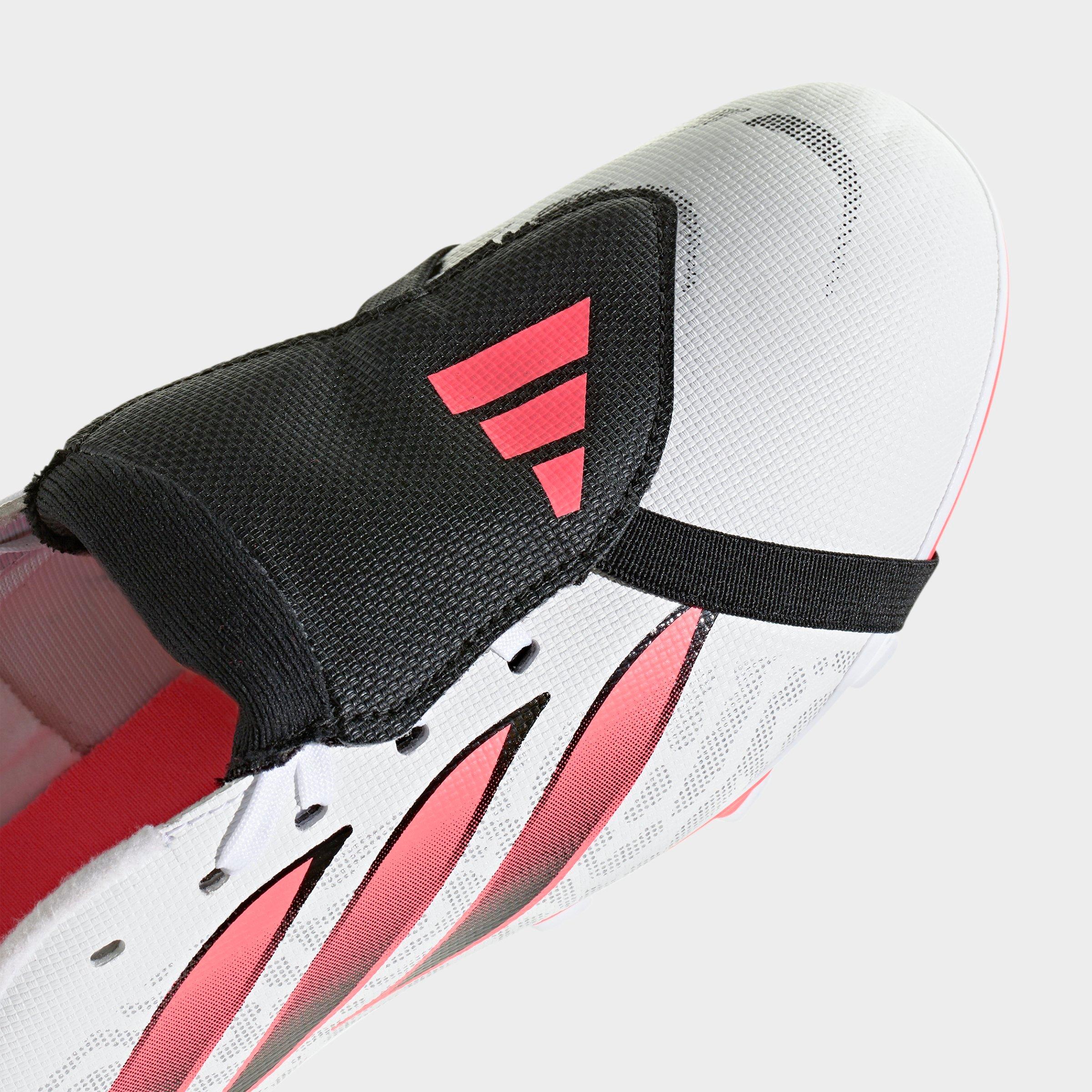 Big Kids' adidas Predator Club Fold Over Tongue Firm Ground and Multi Ground Soccer Cleats - White/Solar Turbo/Black (KJ6728-100) - Detail shot