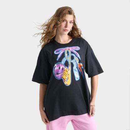 Women's Nithtke Sportswear Classic Lace Charm Oversized T-Shirt - Black