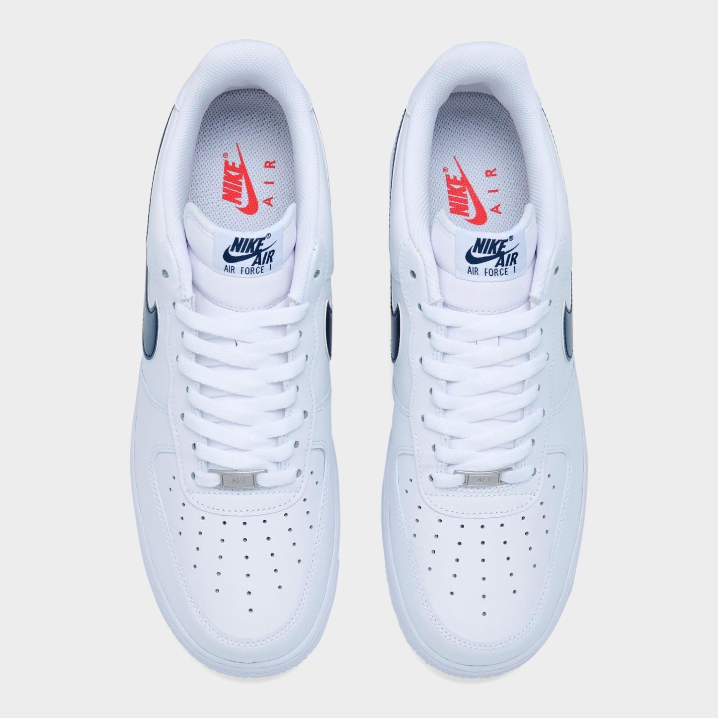 Men's Nithtke Air Force 1 '07 LV8 SE Team USA Casual Shoes - White/Midnight Navy/University Red - Top view